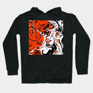 Orange white black Liquid Abstract Art Hoodie